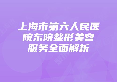 上海市第六人民医院东院整形美容服务全面解析