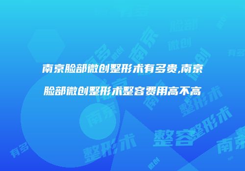 南京脸部微创整形术有多贵,南京脸部微创整形术整容费用高不高