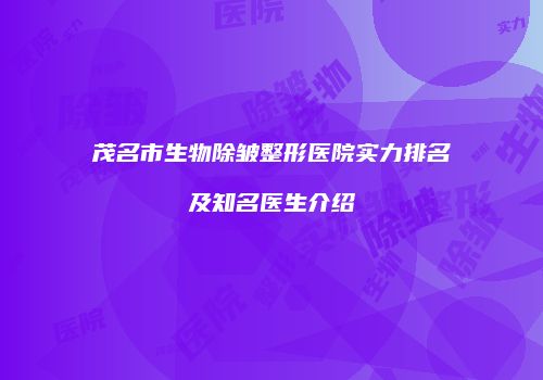 茂名市生物除皱整形医院实力排名及知名医生介绍