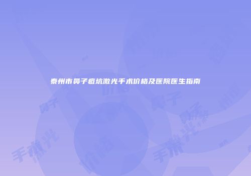 泰州市鼻子痘坑激光手术价格及医院医生指南