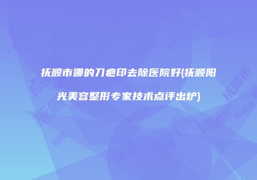 抚顺市哪的刀疤印去除医院好(抚顺阳光美容整形专家技术点评出炉)