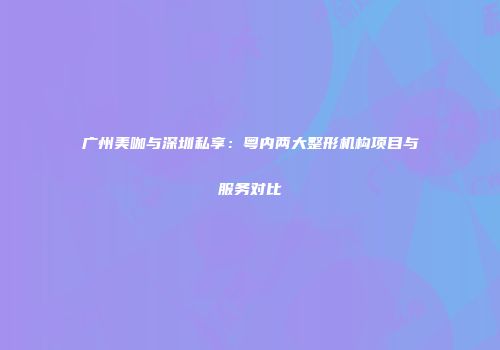 广州美咖与深圳私享：粤内两大整形机构项目与服务对比