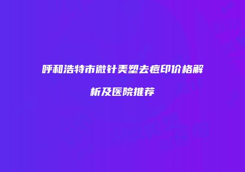 呼和浩特市微针美塑去痘印价格解析及医院推荐