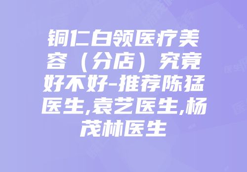 铜仁白领医疗美容（分店）究竟好不好-推荐陈猛医生,袁艺医生,杨茂林医生