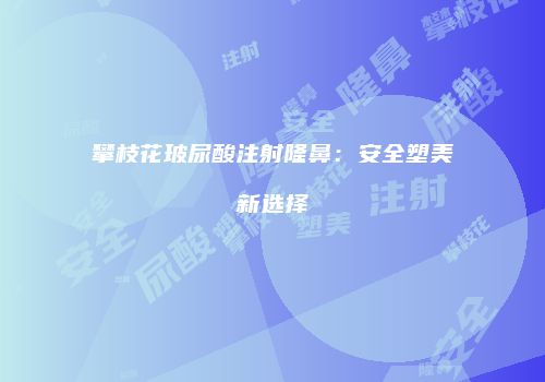 攀枝花玻尿酸注射隆鼻：安全塑美新选择