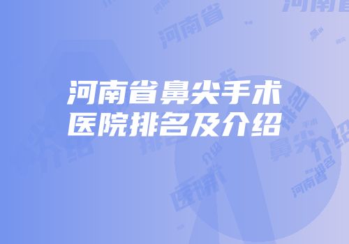 河南省鼻尖手术医院排名及介绍