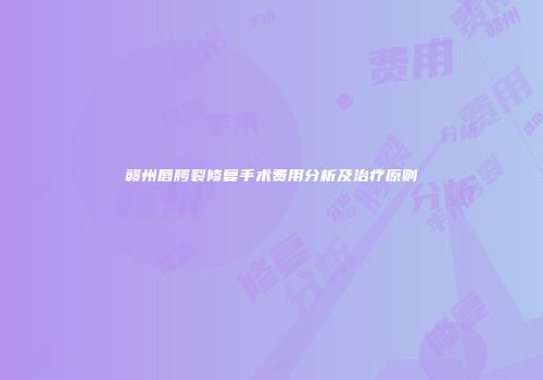 赣州唇腭裂修复手术费用分析及治疗原则