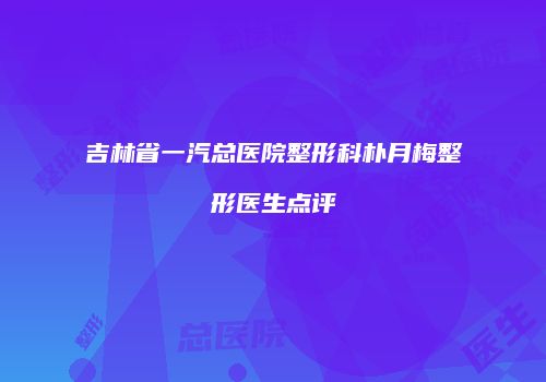吉林省一汽总医院整形科朴月梅整形医生点评