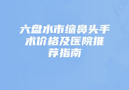 六盘水市缩鼻头手术价格及医院推荐指南