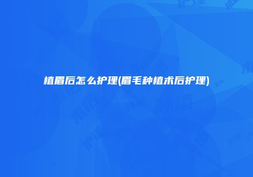 植眉后怎么护理(眉毛种植术后护理)