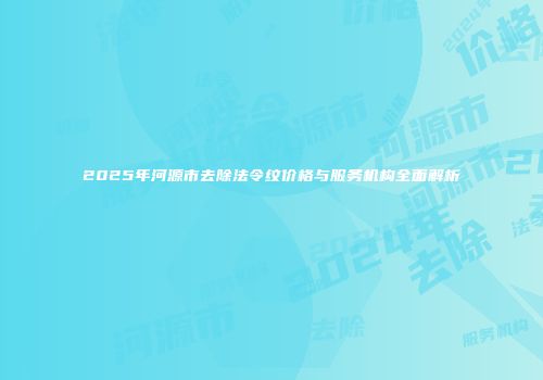 2025年河源市去除法令纹价格与服务机构全面解析