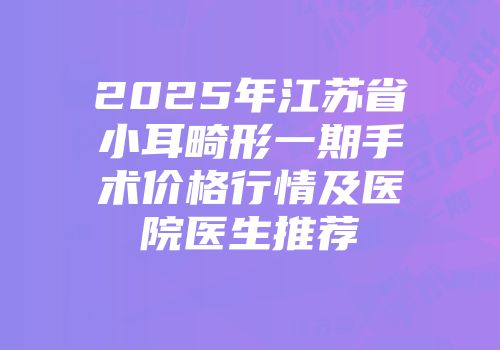2025年江苏省小耳畸形一期手术价格行情及医院医生推荐