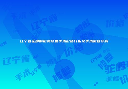 辽宁省驼峰畸形鼻修复手术价格分析及手术流程详解