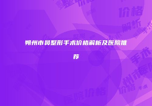 朔州市鼻整形手术价格解析及医院推荐