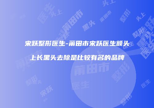 宋跃整形医生-莆田市宋跃医生额头上长黑头去除是比较有名的品牌
