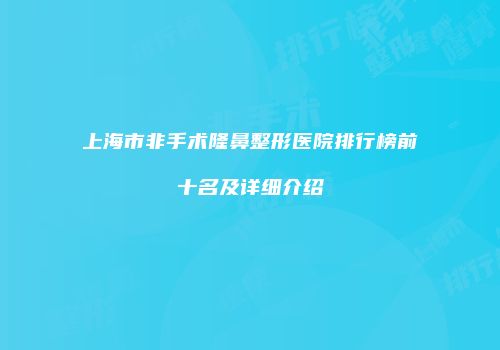 上海市非手术隆鼻整形医院排行榜前十名及详细介绍