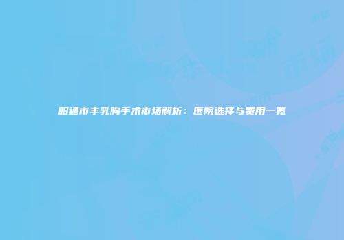 昭通市丰乳胸手术市场解析：医院选择与费用一览