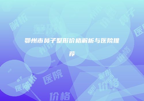 鄂州市鼻子整形价格解析与医院推荐
