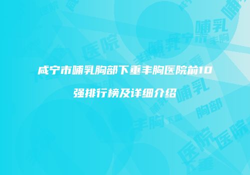 咸宁市哺乳胸部下垂丰胸医院前10强排行榜及详细介绍