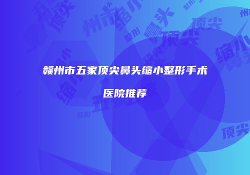 赣州市五家顶尖鼻头缩小整形手术医院推荐