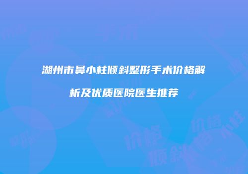 湖州市鼻小柱倾斜整形手术价格解析及优质医院医生推荐