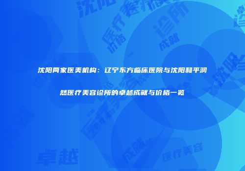 沈阳两家医美机构：辽宁东方临床医院与沈阳和平润然医疗美容诊所的卓越成就与价格一览