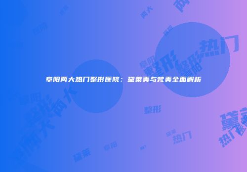 阜阳两大热门整形医院：黛莱美与梵美全面解析