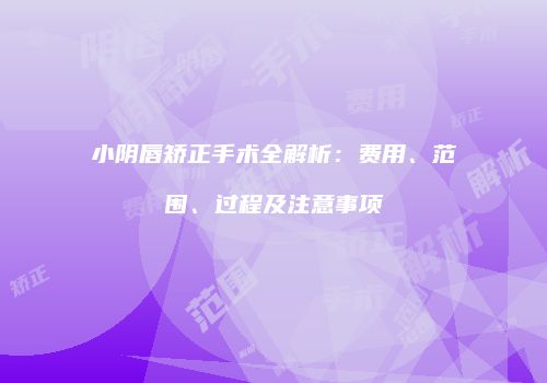 小阴唇矫正手术全解析：费用、范围、过程及注意事项