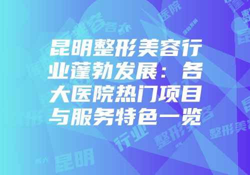 昆明整形美容行业蓬勃发展：各大医院热门项目与服务特色一览