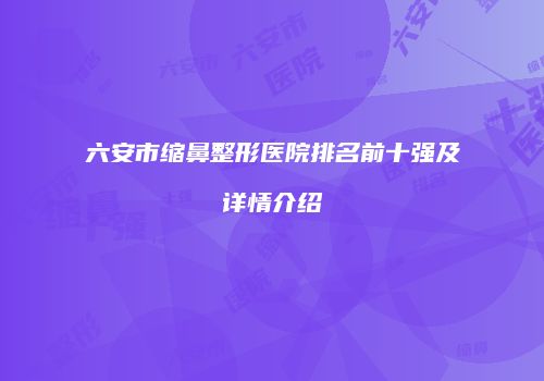 六安市缩鼻整形医院排名前十强及详情介绍