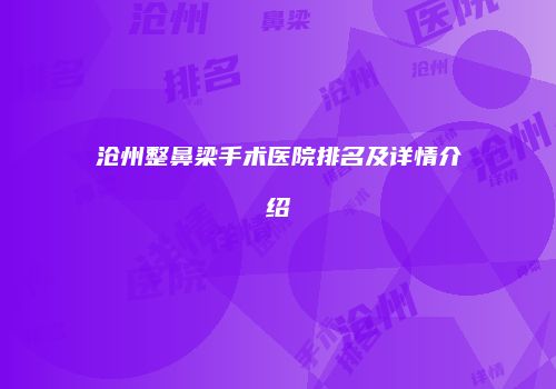 沧州整鼻梁手术医院排名及详情介绍