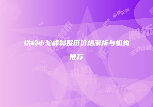 铁岭市驼峰鼻整形价格解析与机构推荐