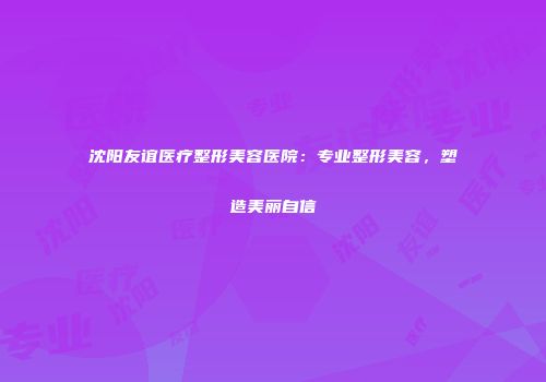 沈阳友谊医疗整形美容医院：专业整形美容，塑造美丽自信