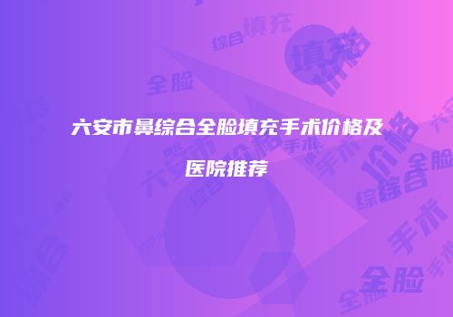 六安市鼻综合全脸填充手术价格及医院推荐