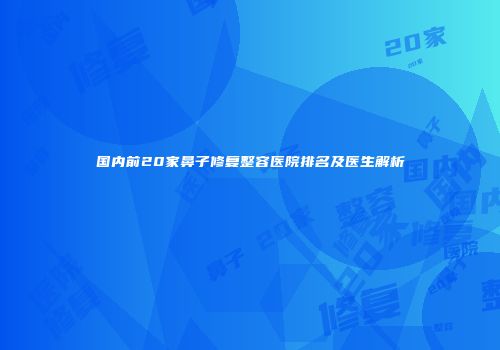 国内前20家鼻子修复整容医院排名及医生解析