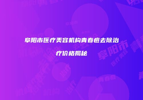 阜阳市医疗美容机构青春痘去除治疗价格揭秘