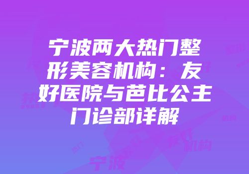 宁波两大热门整形美容机构：友好医院与芭比公主门诊部详解