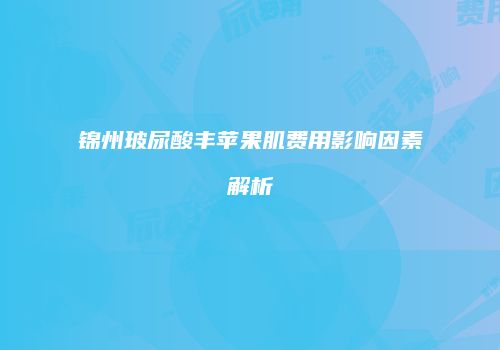锦州玻尿酸丰苹果肌费用影响因素解析