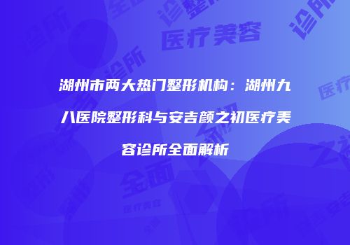 湖州市两大热门整形机构：湖州九八医院整形科与安吉颜之初医疗美容诊所全面解析