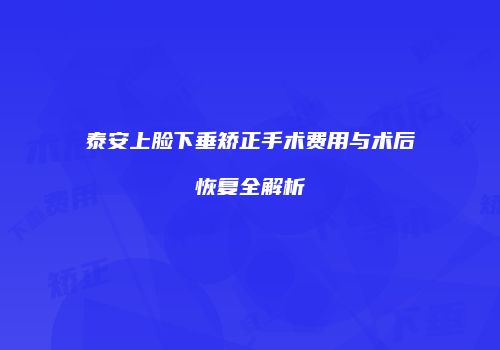 泰安上脸下垂矫正手术费用与术后恢复全解析
