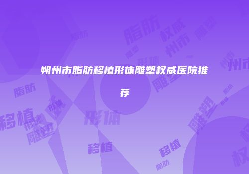 朔州市脂肪移植形体雕塑权威医院推荐
