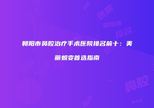 朝阳市鼻腔治疗手术医院排名前十：美丽蜕变首选指南