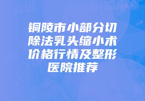 铜陵市小部分切除法乳头缩小术价格行情及整形医院推荐