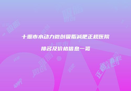 十堰市水动力微创吸脂减肥正规医院排名及价格信息一览