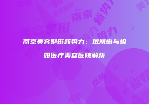 南京美容整形新势力：凤凰岛与极妍医疗美容医院解析