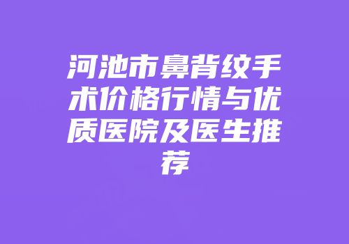 河池市鼻背纹手术价格行情与优质医院及医生推荐