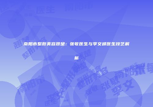 南阳市整形美容翘楚：张敏医生与李文峰医生技艺解析