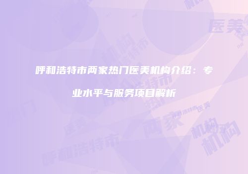 呼和浩特市两家热门医美机构介绍：专业水平与服务项目解析