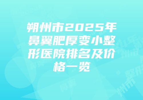 朔州市2025年鼻翼肥厚变小整形医院排名及价格一览