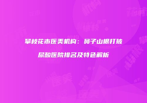 攀枝花市医美机构：鼻子山根打玻尿酸医院排名及特色解析